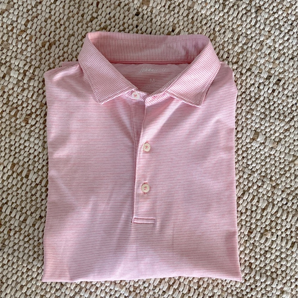 Johnnie O Stripe Pink and White Polo